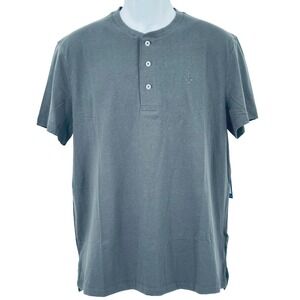 VINCE CAMUTO Phantom Black Henry Short Sleeve Henley Shirt Men's Large NEW